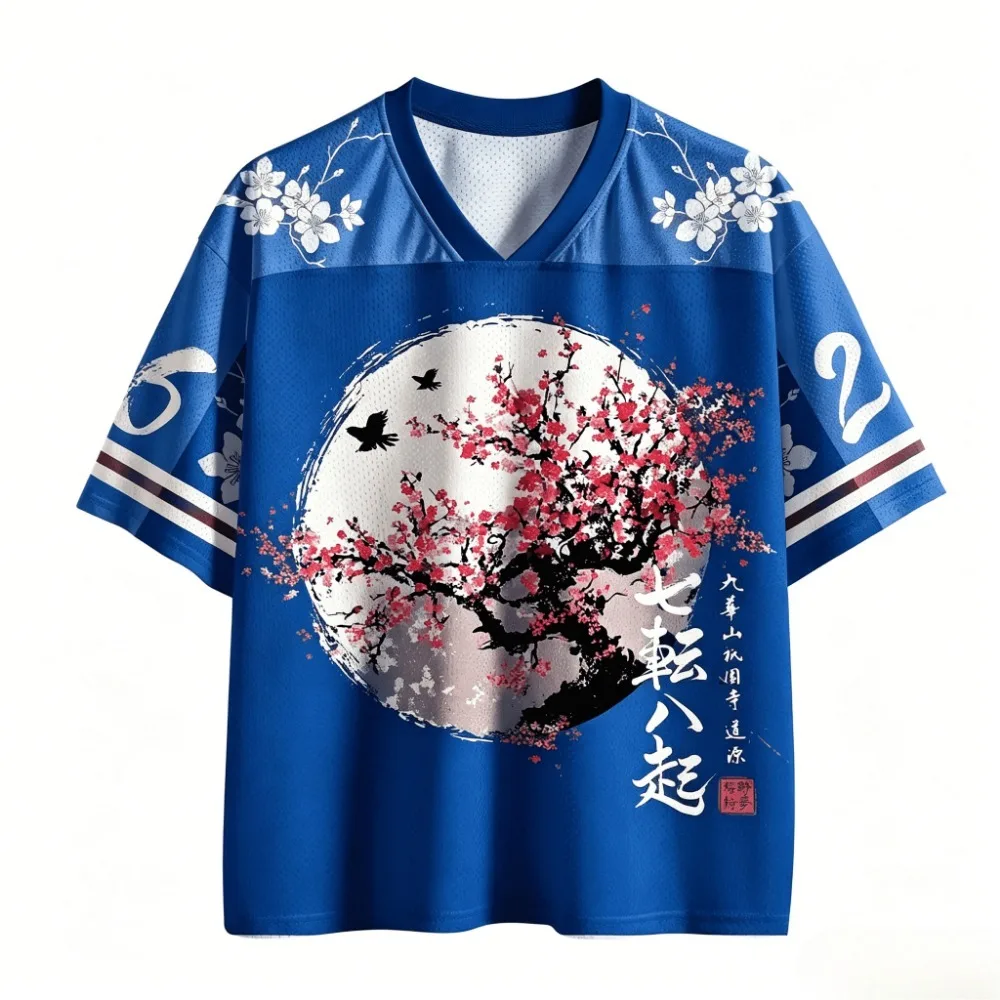 Harajuku Japanese Ukiyo-e Ink Wash Plum Blossom 3D Print Breatha Quick-dry MenT-shirt Casual  Y2K Fashiona Parent-child Clothing