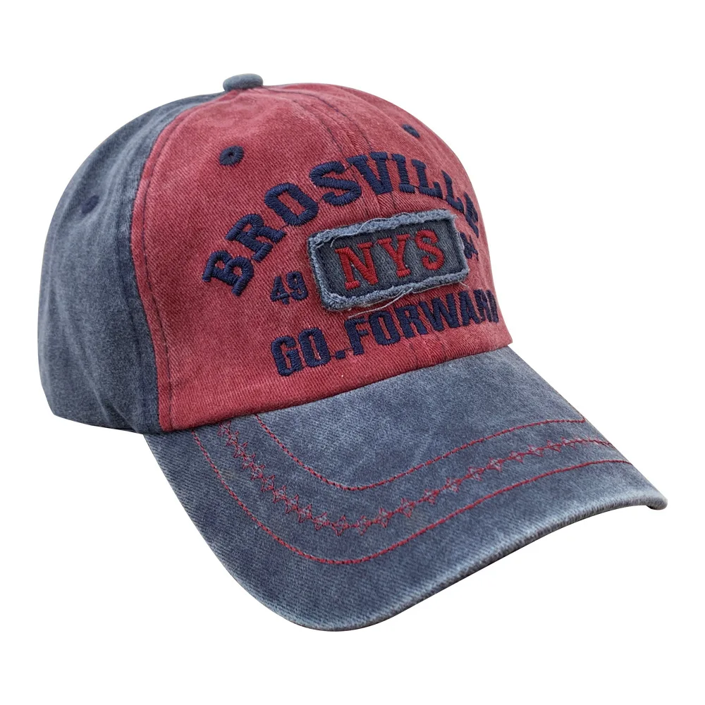 ELAIF gorra de béisbol Vintage americana para mujer, gorro de mezclilla lavado con letras, ala ancha, circunferencia de cabeza grande, sombrero