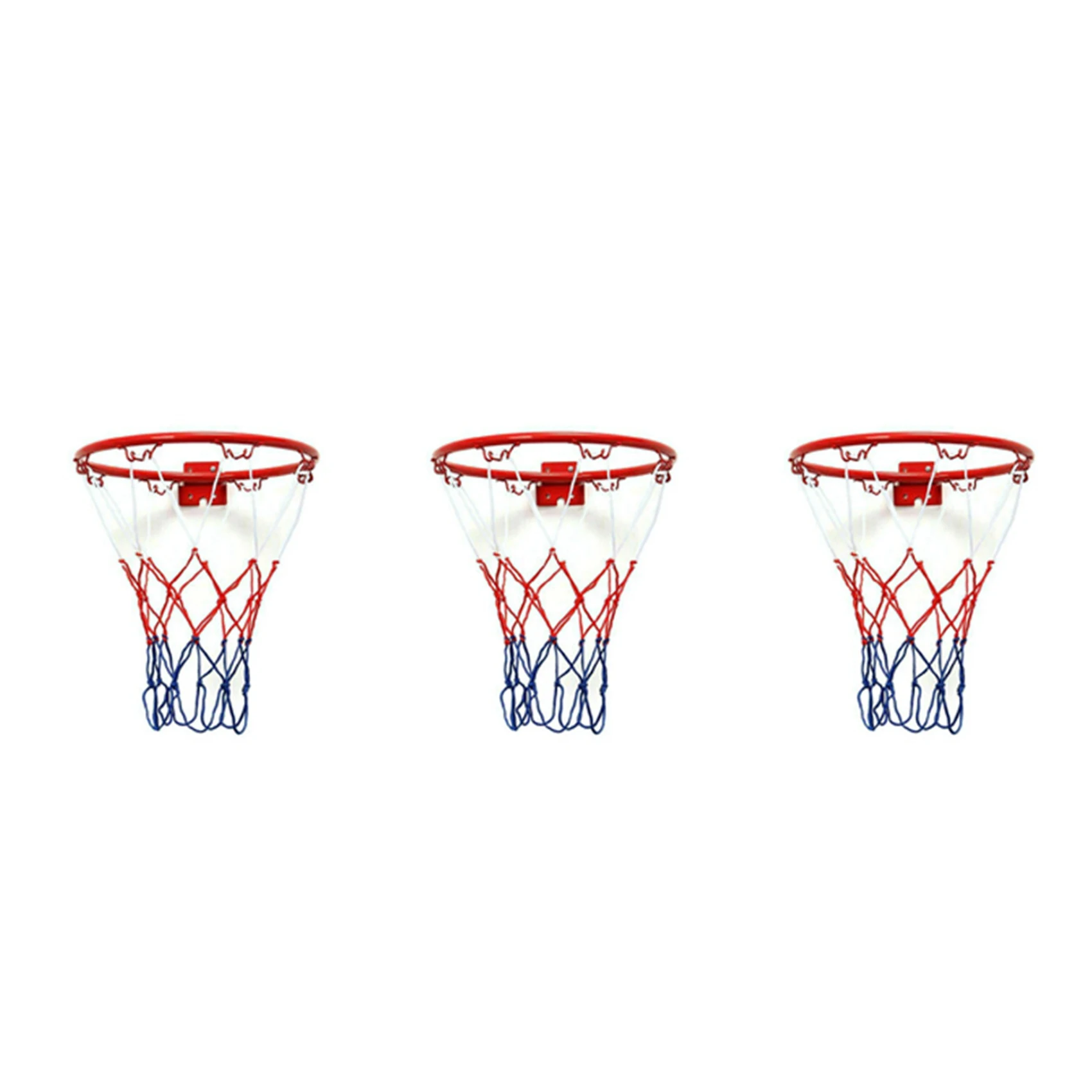 

MACH-3 Pcs 32Cm Wall Mounted Basketball Hoop Netting Metal Rim Hanging Basket-Ball Wall Rim With Screws Indoor Outdoor Sport