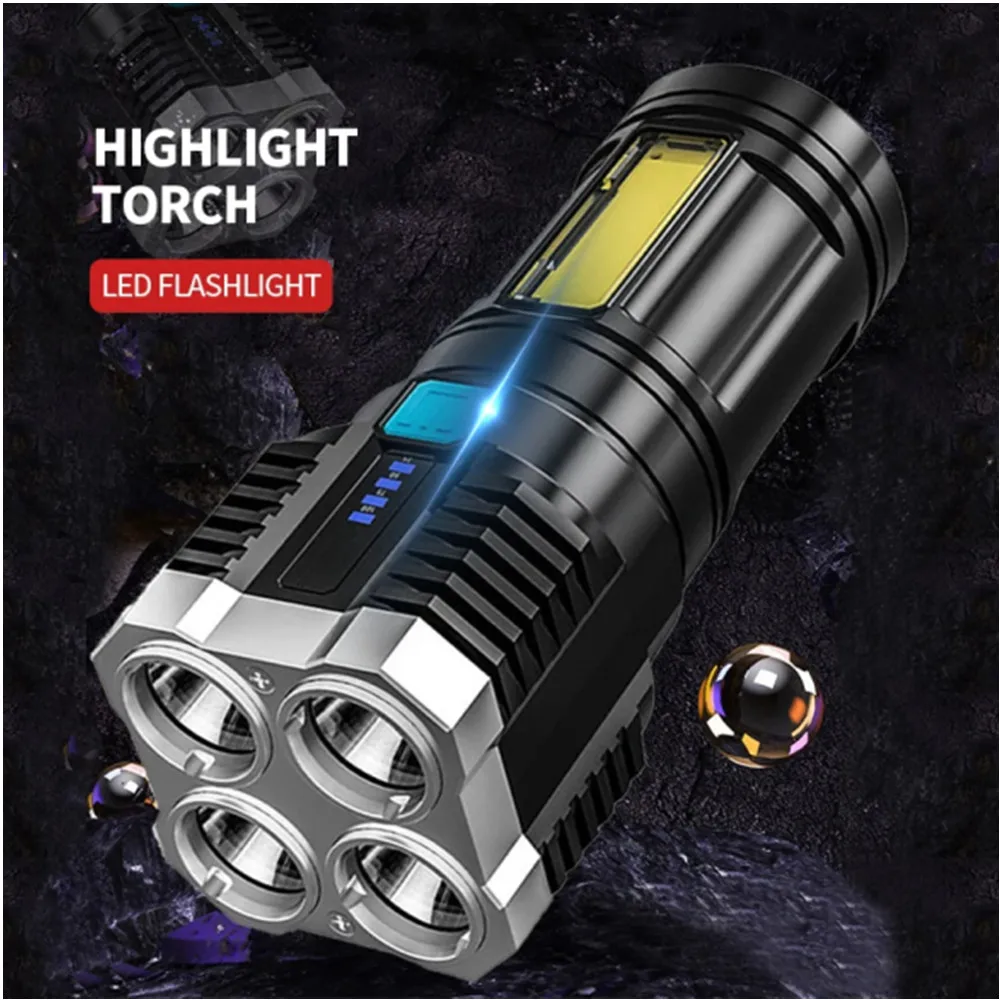 

Quad-Core Bright LED Flashlight Strong Light Rechargeable Super Bright Small Special Forces Outdoor Multi-functional Spotlight