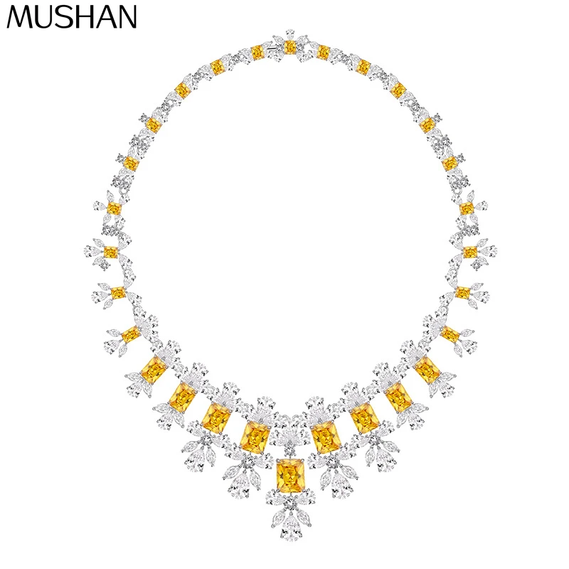 

MS MuShan Luxury Jewelry 925 Sterling Silver Necklace Zircon 5A Initial Casual Fiancee Real Gold Plated Premium Pendant