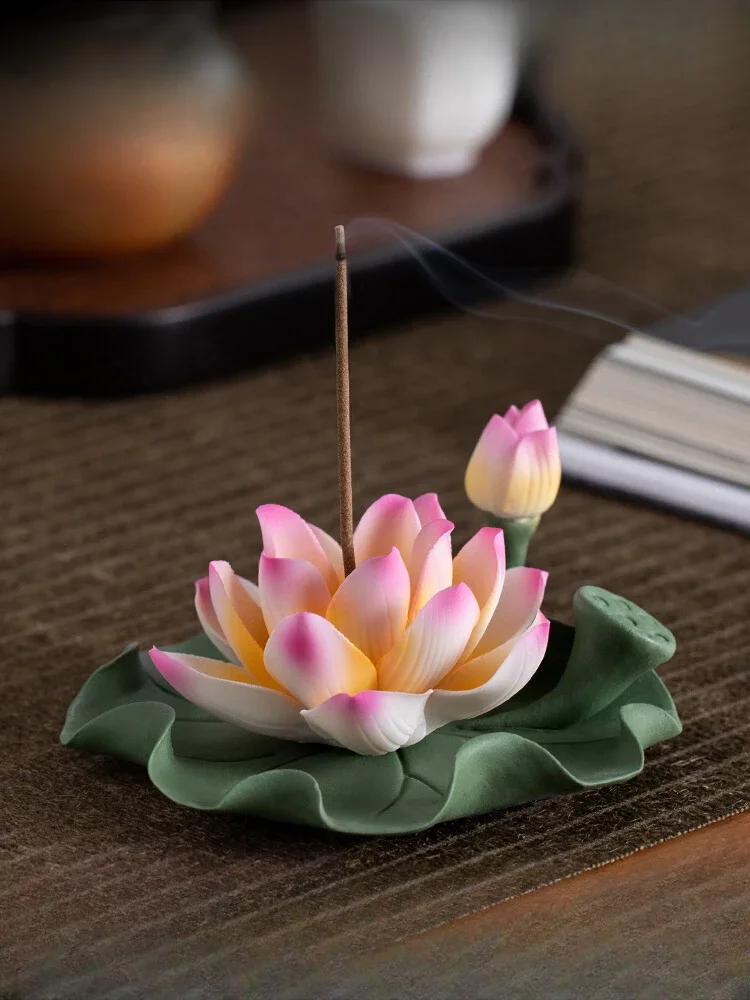 

Handmade ceramic lotus incense insert ornament household indoor line insert incense holder