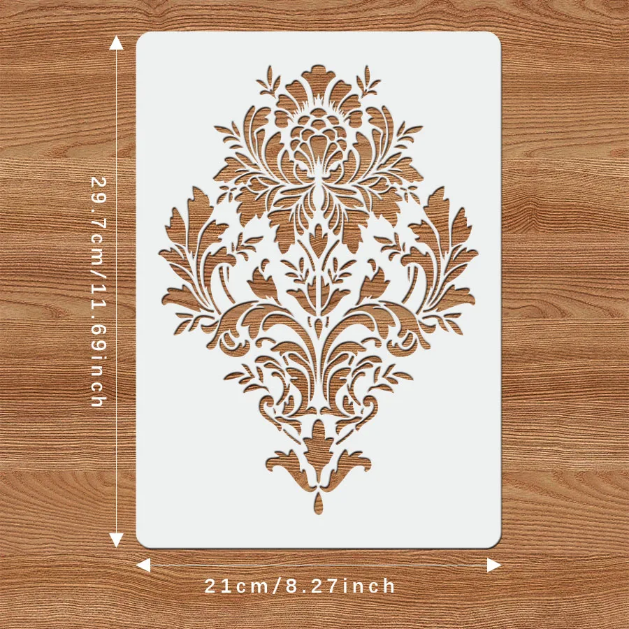 قطعة واحدة من استنسل الباروك العتيق مقاس A4 لطلاء الجدران - قالب زهور كلاسيكي DIY لديكور المنزل