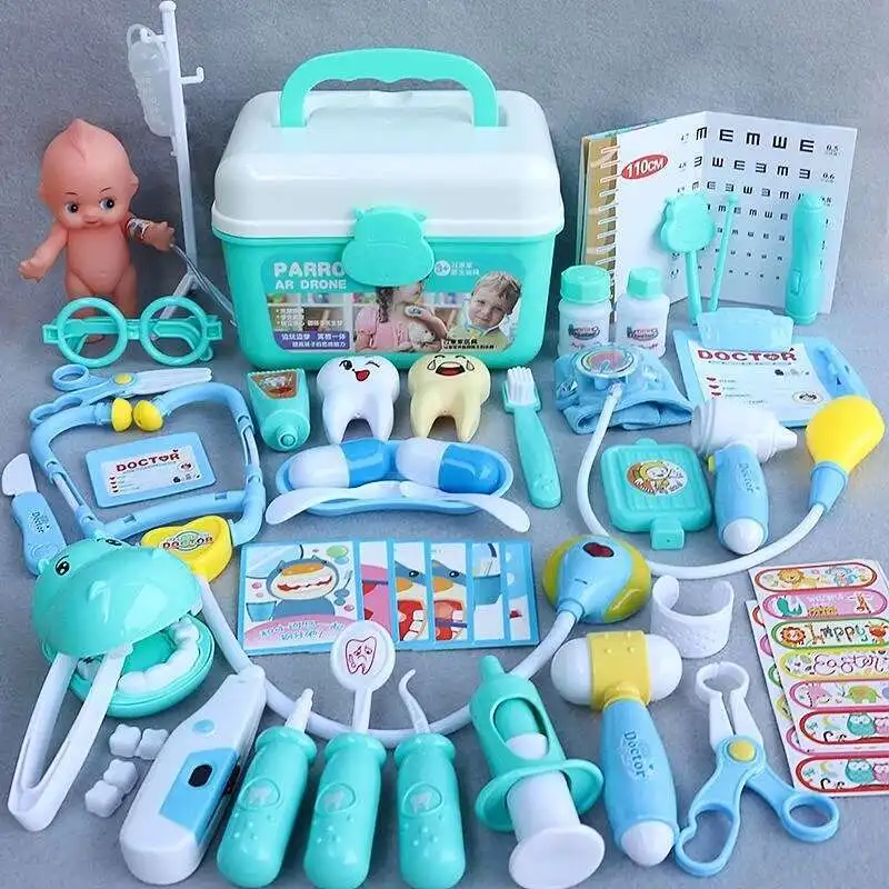 Arztspielzeug für Kinder, Lernset für Kinder, Rollenspiel-Set, Spiele für Mädchen und Jungen, rot, medizinische Zahnarzt, Medizin, Krankenwagenbox