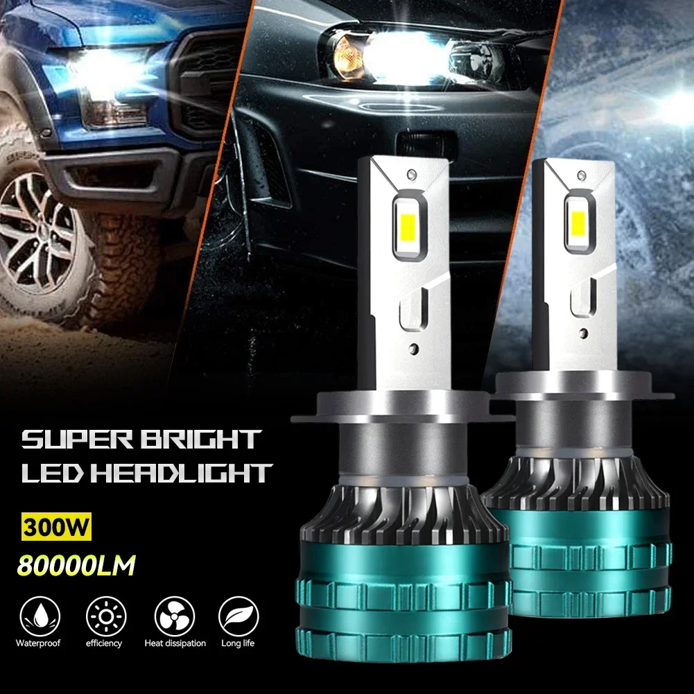 1PC Canbus Car LED Headlight H4 LED H7 LED H8 H9 H11 H1 9005 HB3 9006 HB4 Auto LED Lamp Fog Bulb CSP Chip 300W 80000LM 6000K 12V