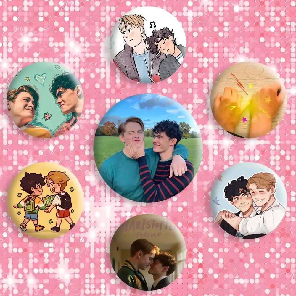 H-Heartstopper Nick Charlie Badges Creative Tinplate Button PinsBrooch Badge Clothes Backpack