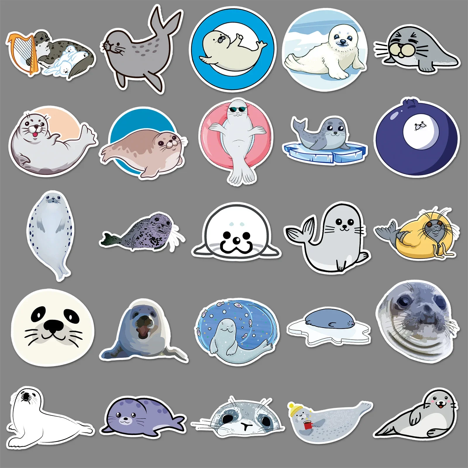60 個海の動物かわいいアザラシ漫画落書きステッカー装飾ギターオートバイスケートボード防水デカール子供のおもちゃギフト
