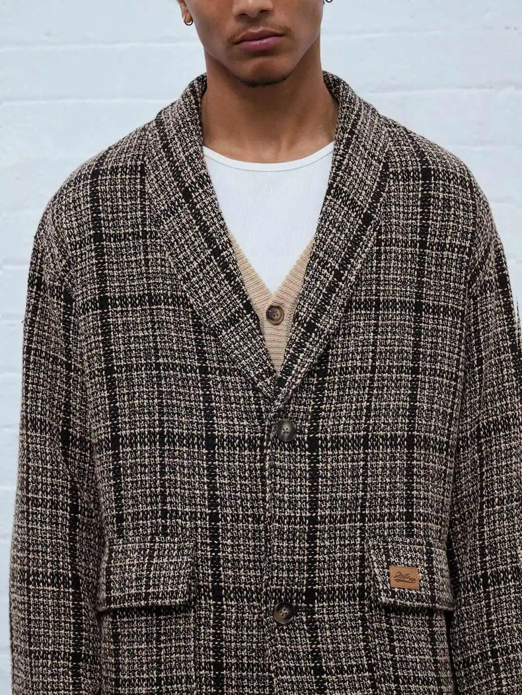 Soprabito da uomo classico a griglia 1 pezzo di alta qualità con risvolto a scialle Cappotti maschili Pendolarismo all'aperto Ufficio Calore personalizzato