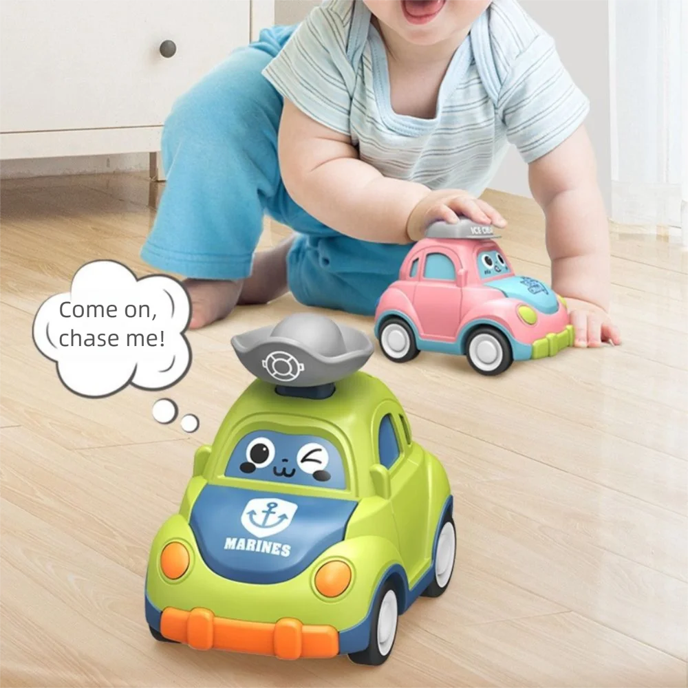 Plastic Baby Cartoon Speelgoedauto Mini-formaat Trekmechanisme Traagheid Trek Auto's Traagheid Power Press Go-functie