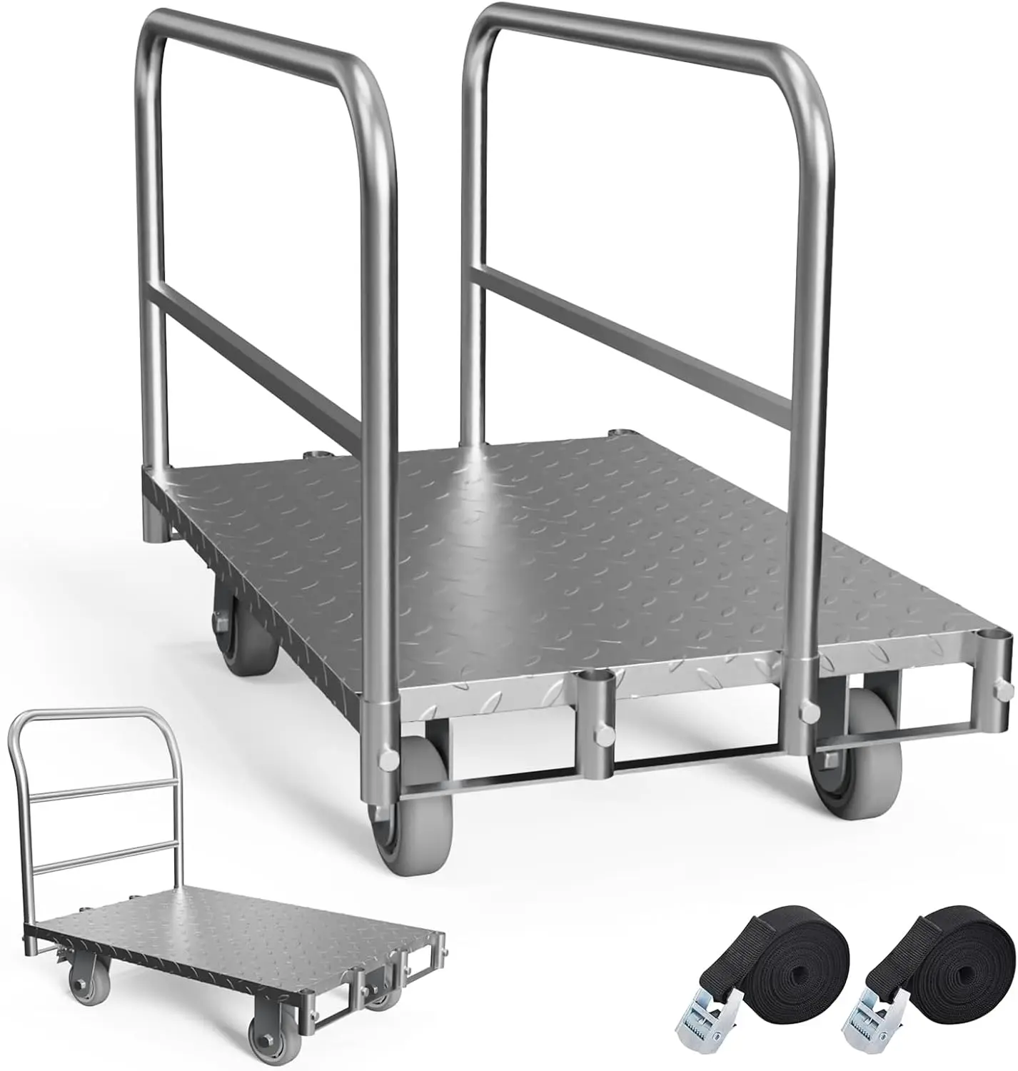 2 In 1 Panel Cart, Heavy Duty Flatbed Cart W/5In Swivel Caster 2000Lbs Weight Capacity Lumber Drywall Mattress Cart