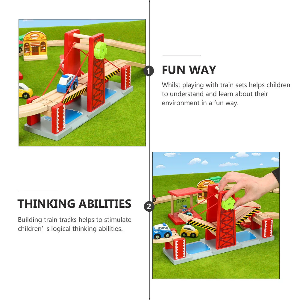 

1Set Wooden Train Tracks Bridge Compatible Railroad Railway Track DIY Bridge for Early Childhood Play