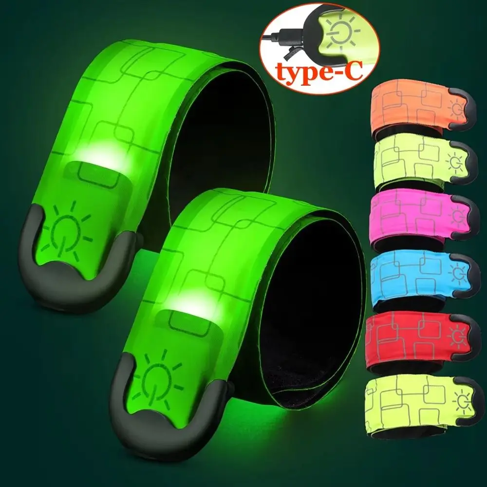 Battery Style Night Running Armband 5 Colors USB Rechargeable Reflective Running Gear Light Weight High Visibility