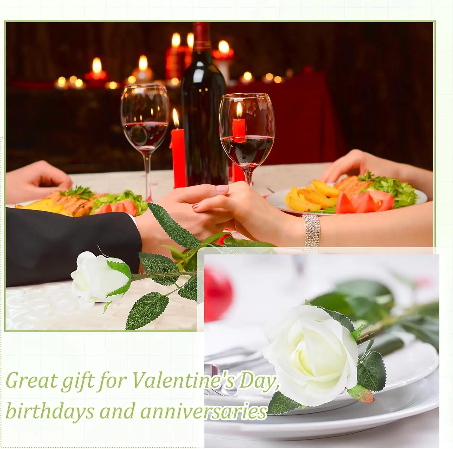 100 Pieces Artificial Roses Flowers Bulk, Long Stem Realistic Fake Silk Roses Bouquet for Table Centerpiece Vases Wedding Party