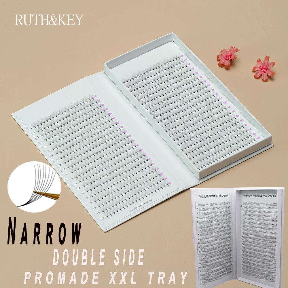 Накладные ресницы Ruthkey Narrow Premade Cluster Lashes 5D 8D 10D, натуральные, ручной работы, с заостренной основой, в коробке XL, объемные, искусственные ресницы.