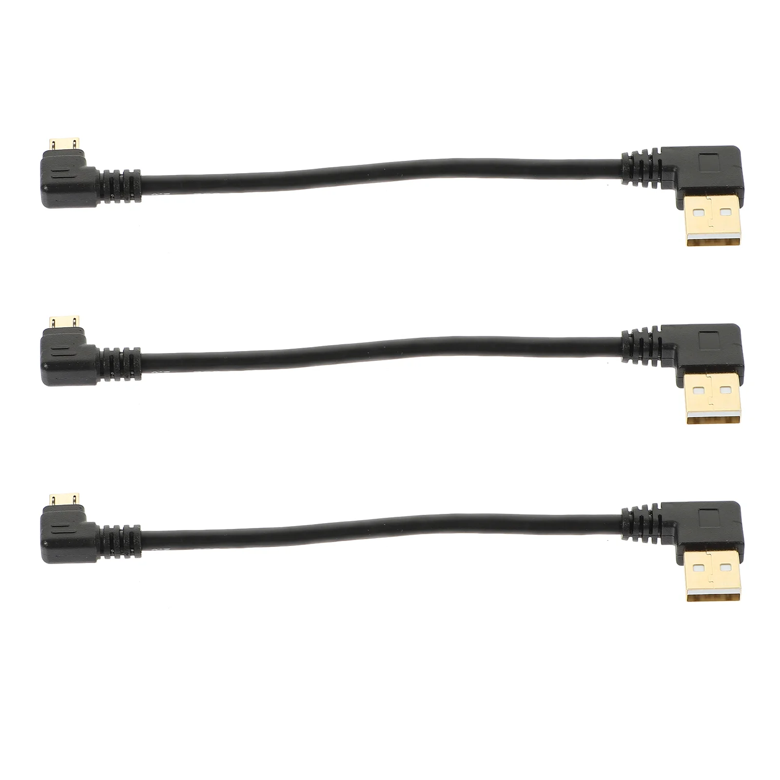 

3 Pcs Micro USB Cable Short 90 Degree Adapter Data Line Gold Plated Zinc Alloy for Charging