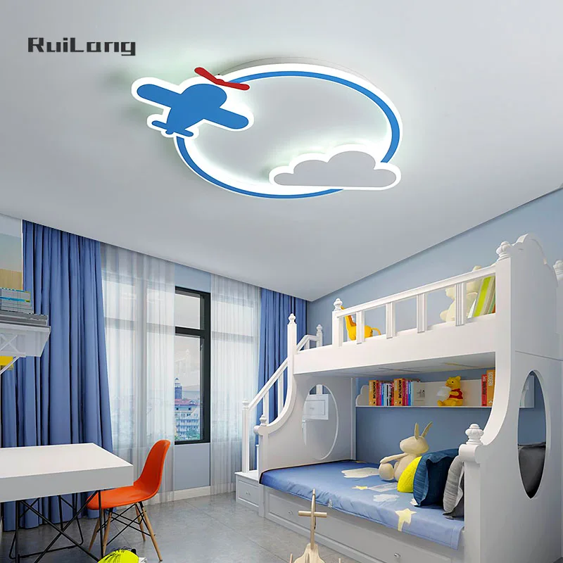 Creative Airplane Ceiling Chandelier for Kids Room Boys Girls Bedroom Decor Led Lamp Cute Blue Baby Nursery Cloud Ceiling Light