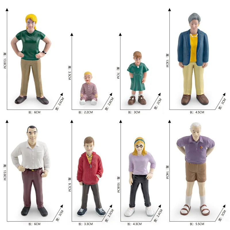 White Realistic Family Figure Models Cross-Border Father Mother Grandfather Grandmother Boy Girl Doll Baby Ornament Collectibles