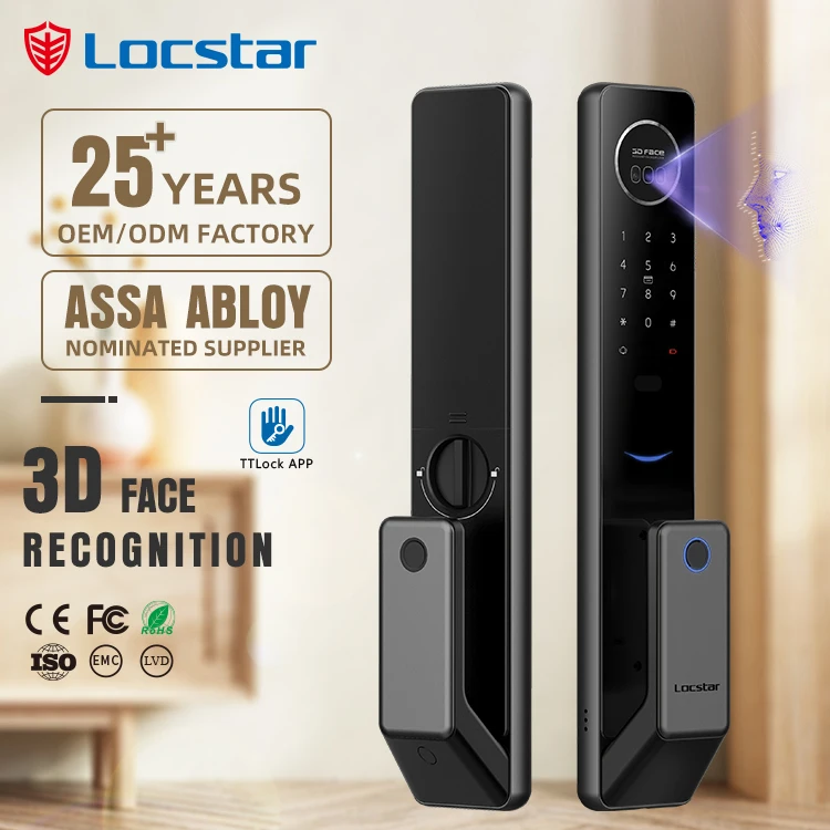 Locstar 3D Face Recognition Digital Keypad Biometric Fingerprint Intelligent Push Pull Smart Door Lock