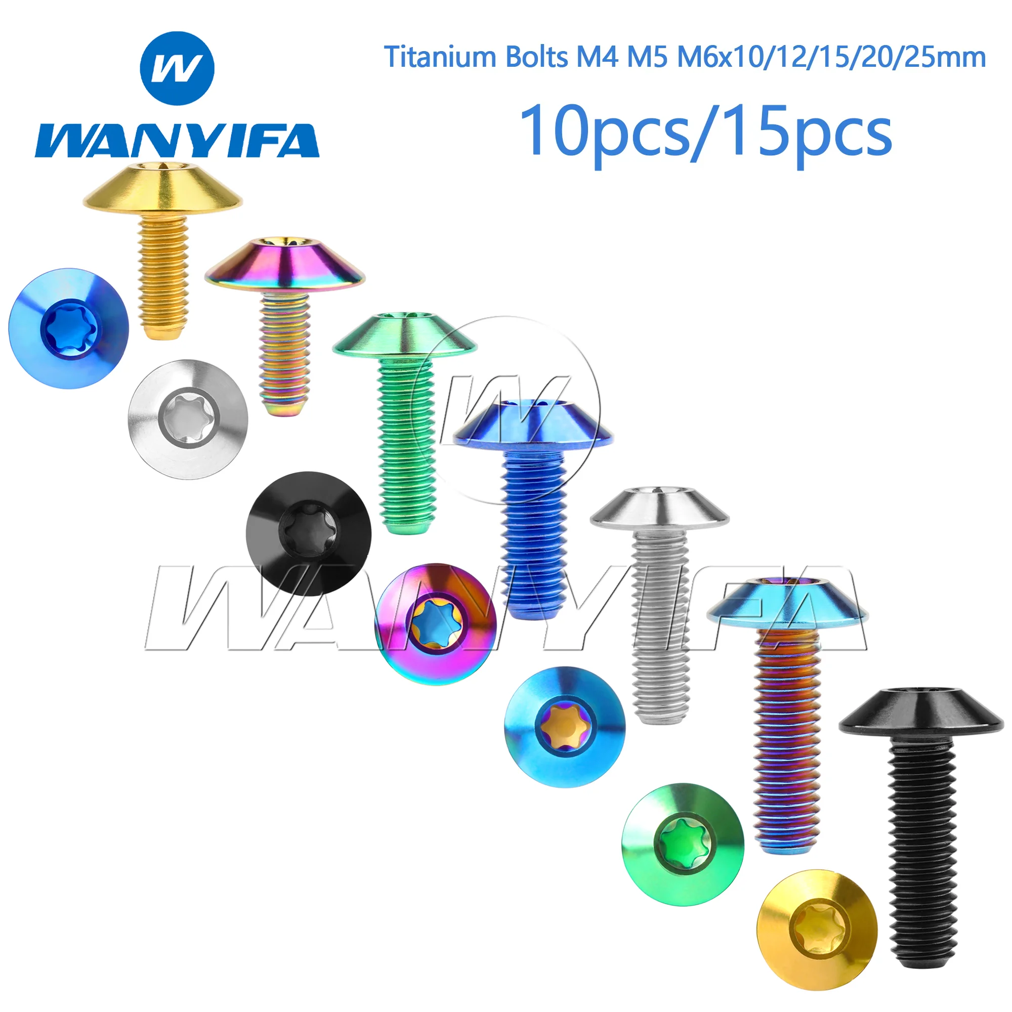 

Wanyifa Titanium Bolts M4 M5 M6x10/12/15/20/25/30/35mm Head Screws for Bicycle And Motorcycle Parts Accessories 10pcs/15pcs