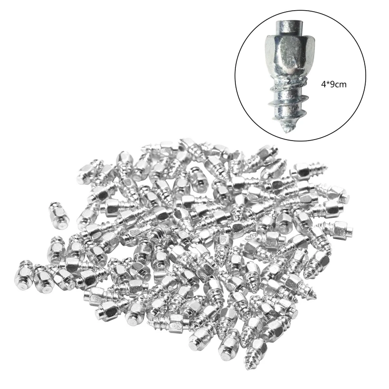 100Pcs Anti-Slip Screw Studs Reusable Motorcycle Bicycle Wheel Tyre Snow Tire Spikes Hard Alloy Stud Screws