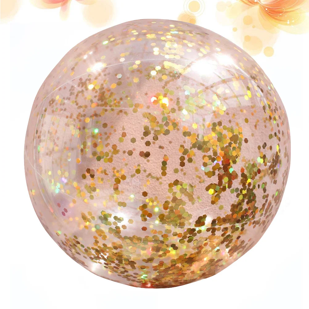 Palla rotonda trasparente glitterata Palla da spiaggia per interni ed esterni Paillettes dorate Edificio luminoso Genitore bambino