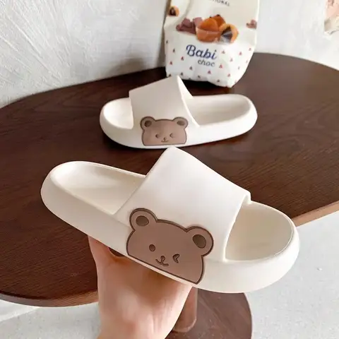 새로운 여성용 샌들과 슬리퍼, 두꺼운 밑창과 귀여운 만화 속건성 슬리퍼 외부, 실내 부드러운 욕실
