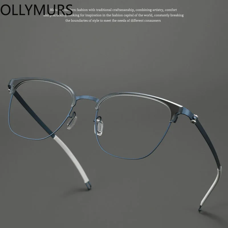 

Ollymurs Korean Ultralight Eyeglasses Screwless Titanium Glasses Frame Men Brand Design Round Denmark Eyewear