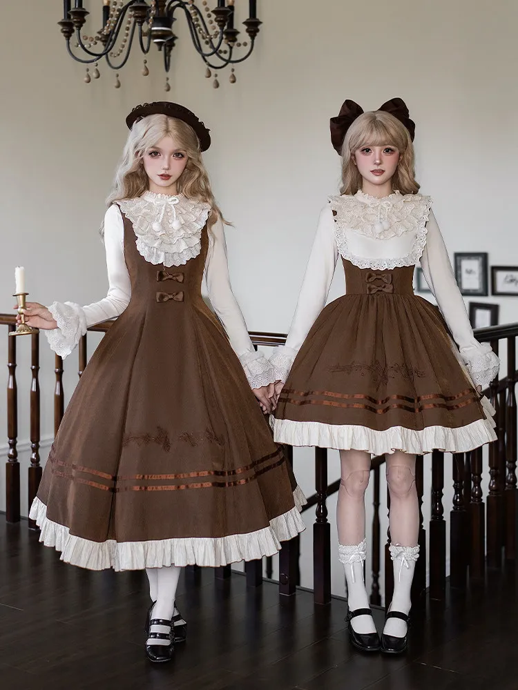 

Oak Symphony With Puji Original Design Embroidered Long Jsk Dress Sweet Lolita Ruffle Edge Lo Skirt Autumn/winter
