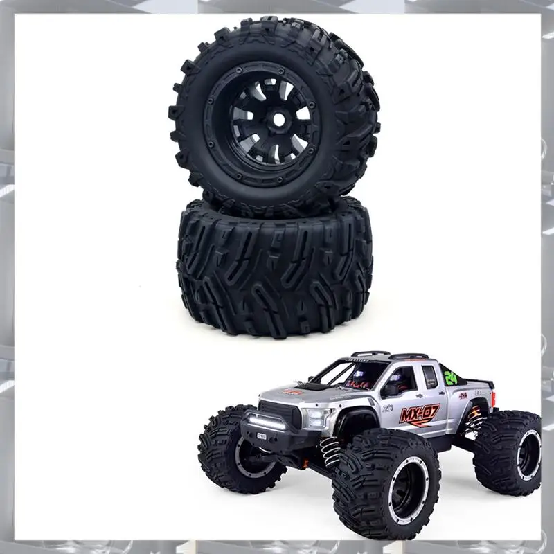 1 Set MX-07 2Pcs 188Mm Tire Wheel Tyre 8752 8753 For ZD Racing MX-07 MX07 MX 07 1/7 RC Car Spare Parts Black