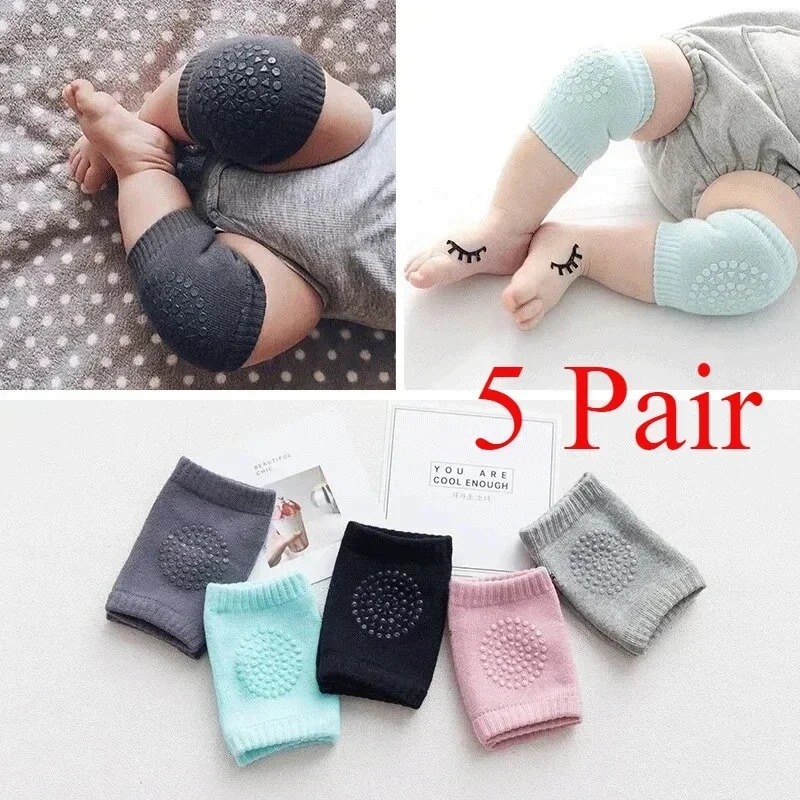 

5 пар детских наколенников для ползания, противоскользящие однотонные налокотники для маленьких мальчиков и девочек, защитная подушка для ног для малышей