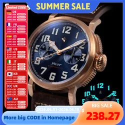 Sugess cusn8 bronze pilot uhr von herren chronograph mechanische armbanduhren Tianjin st1901 swann eck werk super bgw9 leuchtend