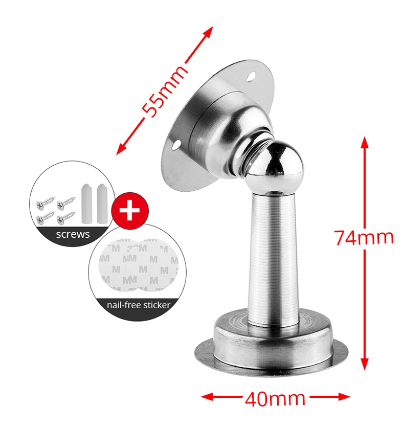 Stainless Steel Magnetic Doorstop Non-Punch Wind-Proof Door Stopper Wall Mounted Floor Mounted Door Holder Door Hardware image 4