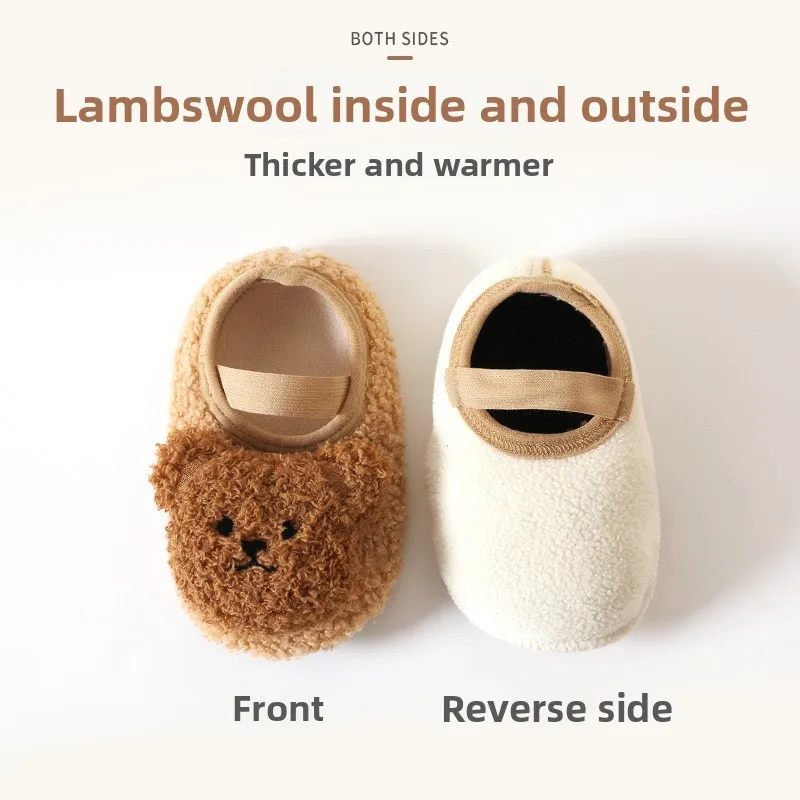 Calzini da pavimento Scarpe da bambino Autunno e inverno Pile per bambini Addensato antiscivolo Suola morbida Bambino Casa Puro cotone Neonato Carino