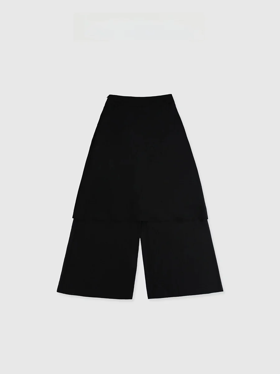 

Брюки-юбка с высокой талией из шелкового хлопка Tang Jialing Sister Silver Series, прямые повседневные брюки с эффектом многослойности