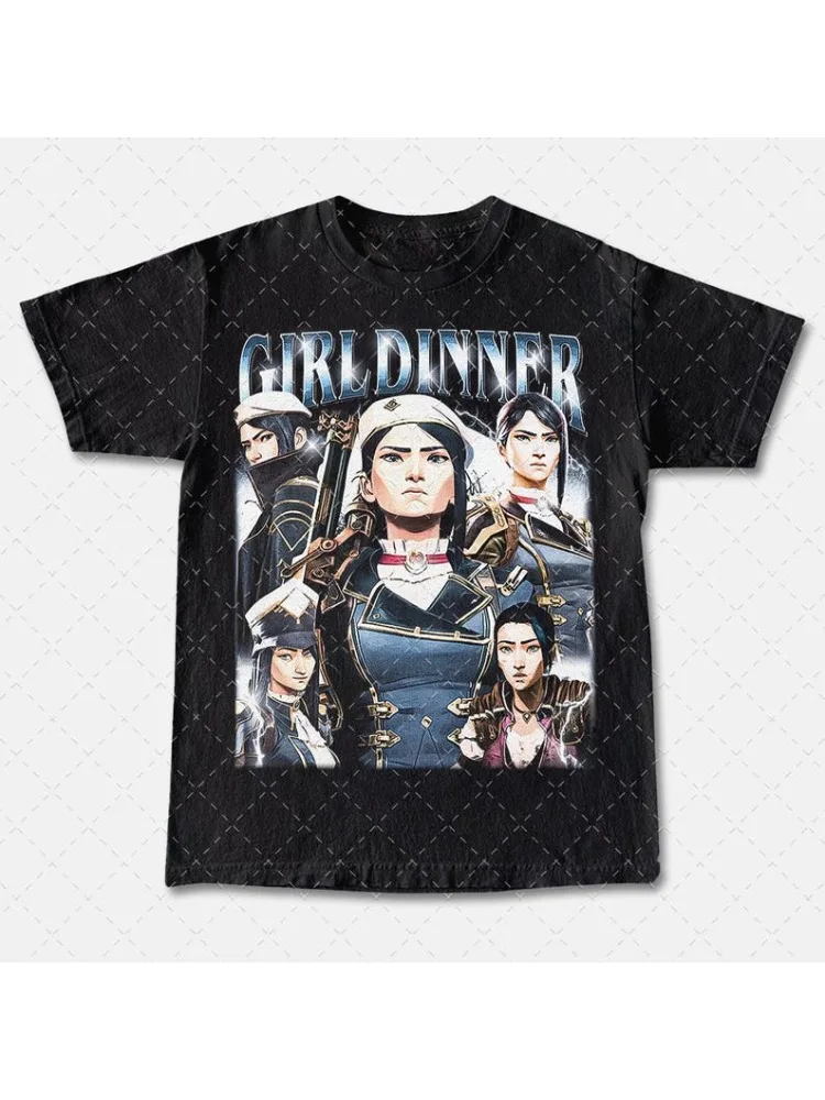 Limitiertes Mädchen-Abendessen Caitlyn Kiramman Unisex T-Shirt Arcane Merch Grafik T-Shirt Pop Culture Shirt