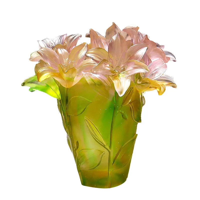 ZML Glass lily vase ornament - living room floral arrangement, entryway, dining table decoration, housewarming gift