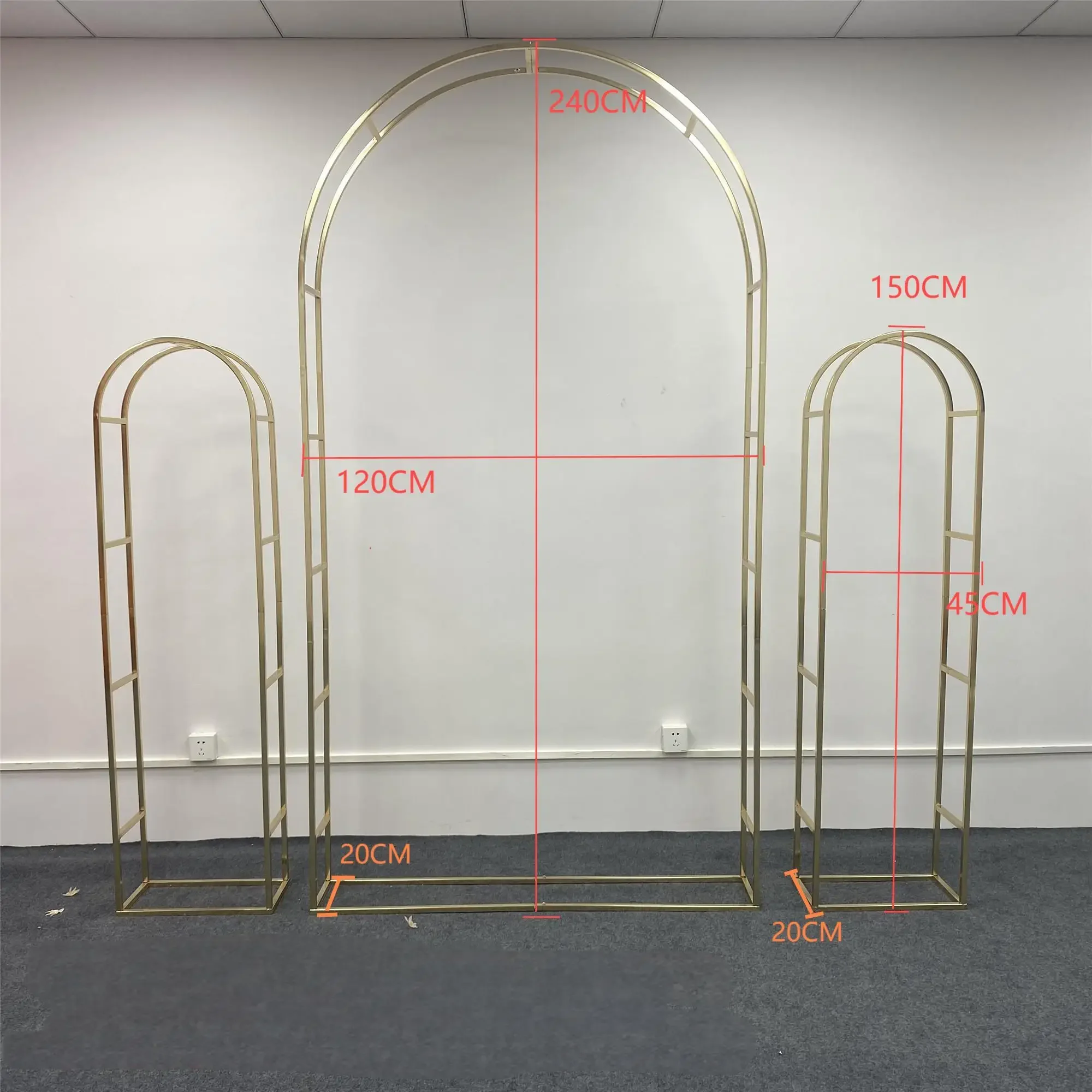 

Shiny Gold Metal Wedding Arch Half Circle Rustic Backdrop Decor for Stage Flower Balloon Frame, Bride Party Supplies