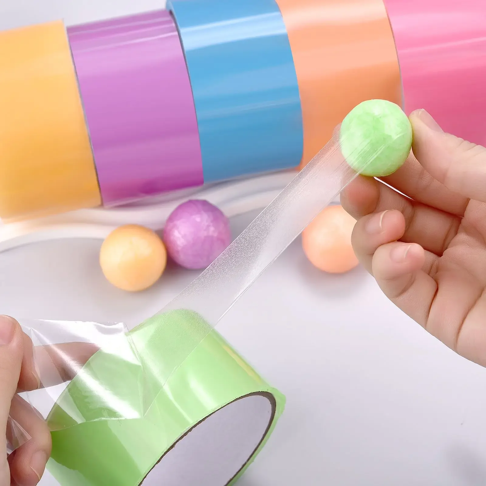 10 متر/لفة لزجة الكرة أشرطة مضيئة DIY بها بنفسك الإجهاد الاسترخاء لعبة صنع كرة دوارة الضغط الشريط لعبة الاطفال الكبار مضحك الهدايا