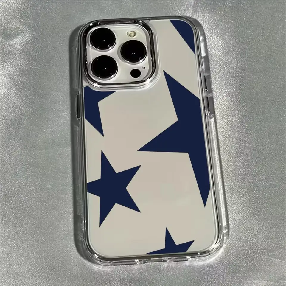 Funda de silicona a prueba de golpes con patrón de estrella de cinco puntas para iPhone 17 Air 16 14 15 Pro Plus 13 12 11 Pro Max 16e 5