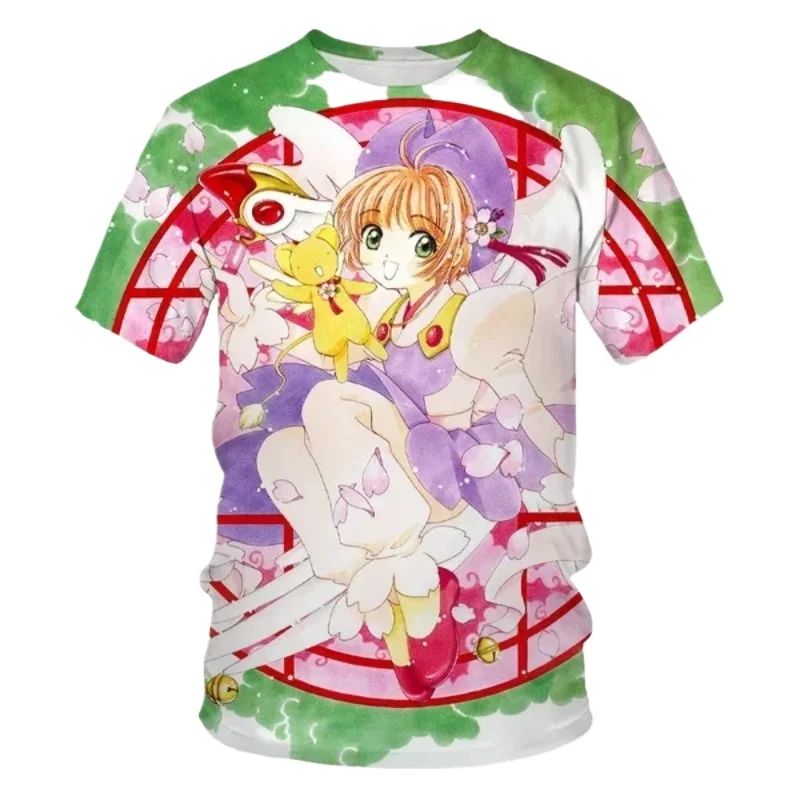 Card Captor Sakura 3D Print T Shirt Men Fashion Casual Oversized T-shirt Harajuku Street Unisex Round Neck Short Sleeve Tops