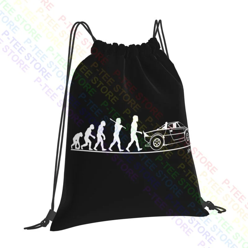 Evolution Of Man, Lancia Stratos Drawstring Bags Gym Bag Newest Art Print Eco Friendly Clothes Backpacks