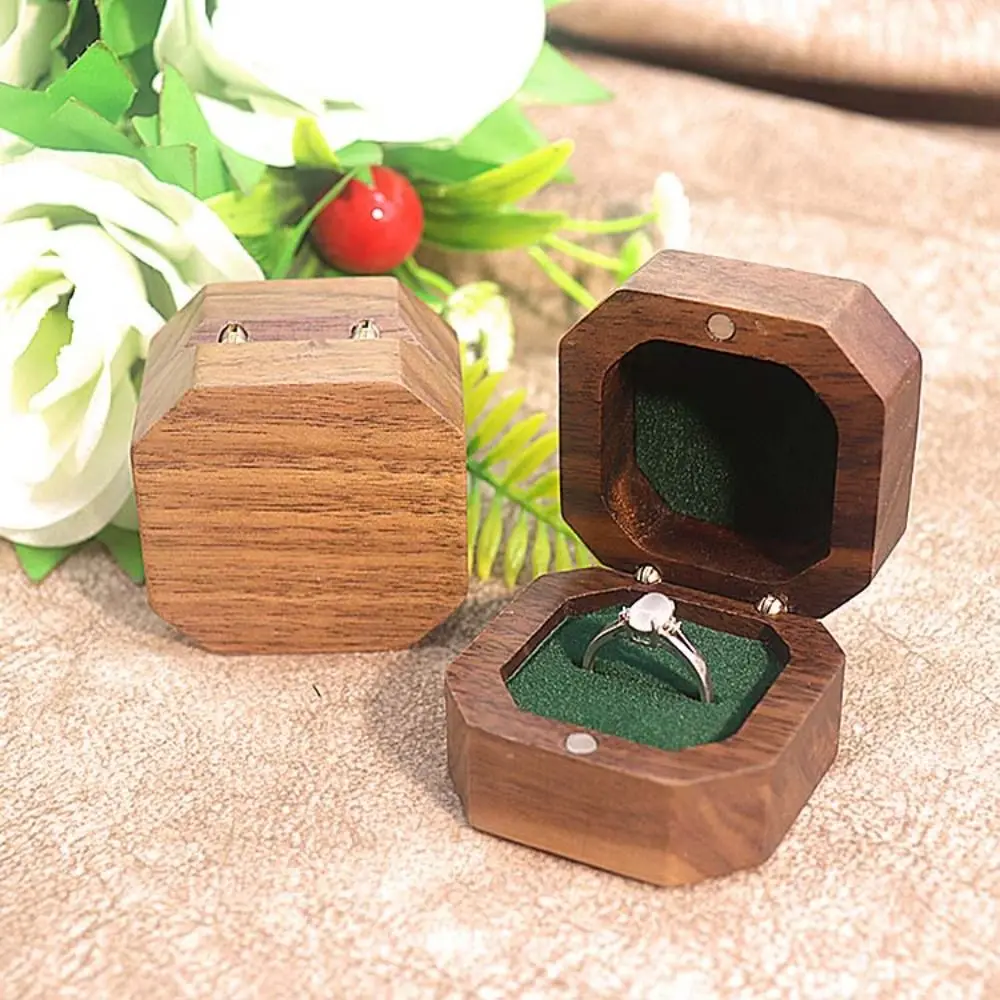 

Portable Velvet Wood Rings Box Exquisite Ear Studs Case Earrings Display Tray Jewlery Organizer Retro Ring Earring Holder Store