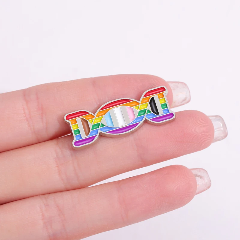 Rainbow DNA LGBT Enamel Pin Creative Science Art Pride Flag Born This Way Brooch Lapel Backpack Badge Perfect Jewelry Gift