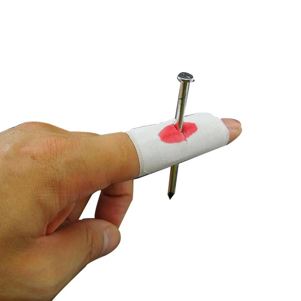 

10Pcs Nail Through Finger Prank Tool Lifelike Fake Blood Horror Prop for Halloween April Fools Day Cosplay Masquerade Party Fun