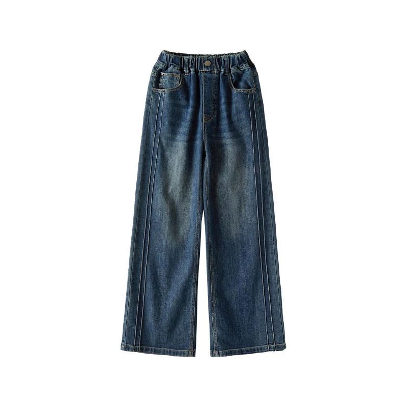 

Girls Spring Autumn Loose Jeans 2026 New Casual Straight-Leg Pants for Older Kids Comfortable Daily Wear Trousers
