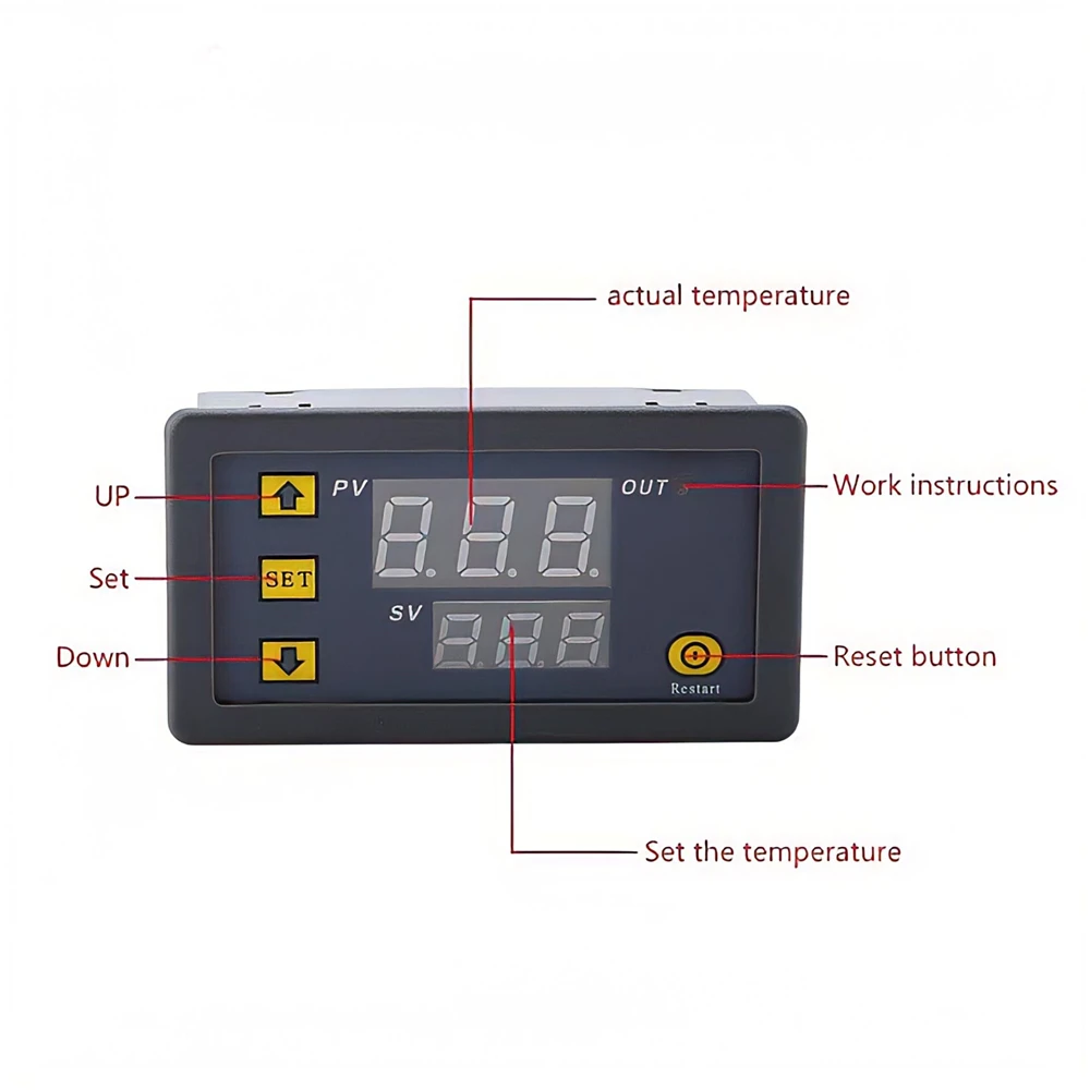 W3230 Probe Line 20A Digital Temperature Control LED Display Thermostat With Heat/Cooling Control Instrument 12V 24V AC110-220V