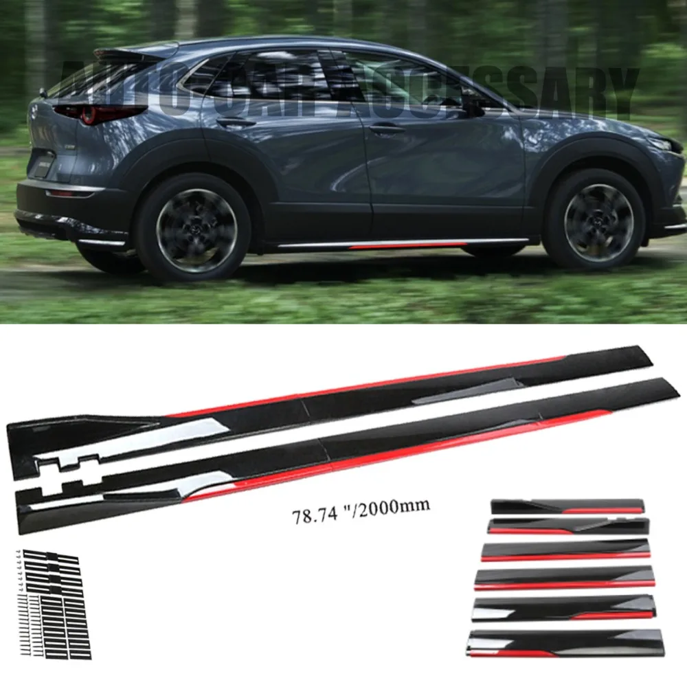 

For Mazda CX-30 78.7" Red Side Skirt Extension Body Kit Lip Splitters United States