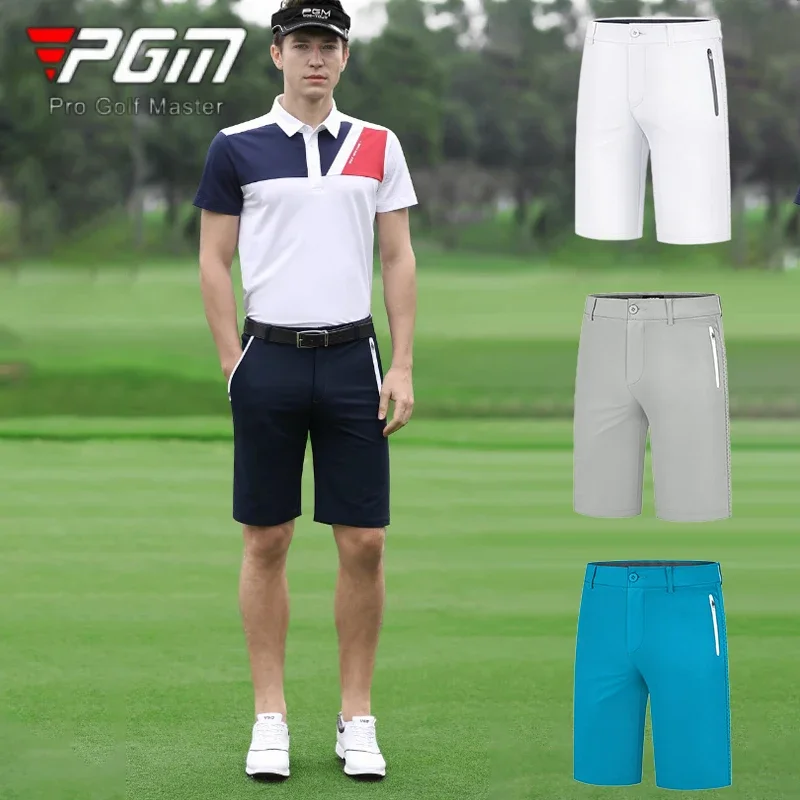 PGM Men High Elastic Golf Shorts Male Breathable Fast Dry Short Trousers Summer Elastic Waistband Golf Sweatpants Zipper Pocket