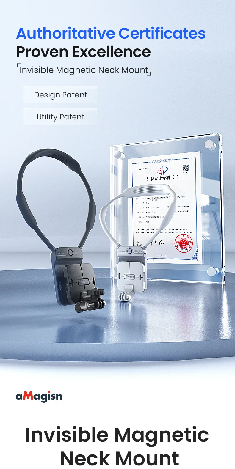 aMagisn AM21/AM56 Unsichtbare Magnetische Nackenhalterung für Actionkamera und Mobiltelefon-Ständer AM25/AM57 – Detail 1