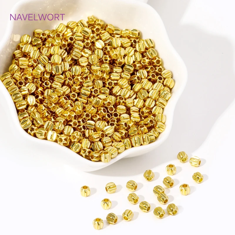 18K Gold Plated Brass Watermelon Beads Spacer Beads,Separators For Beads,For Bracelet Making DIY Jewelry Making Accessories